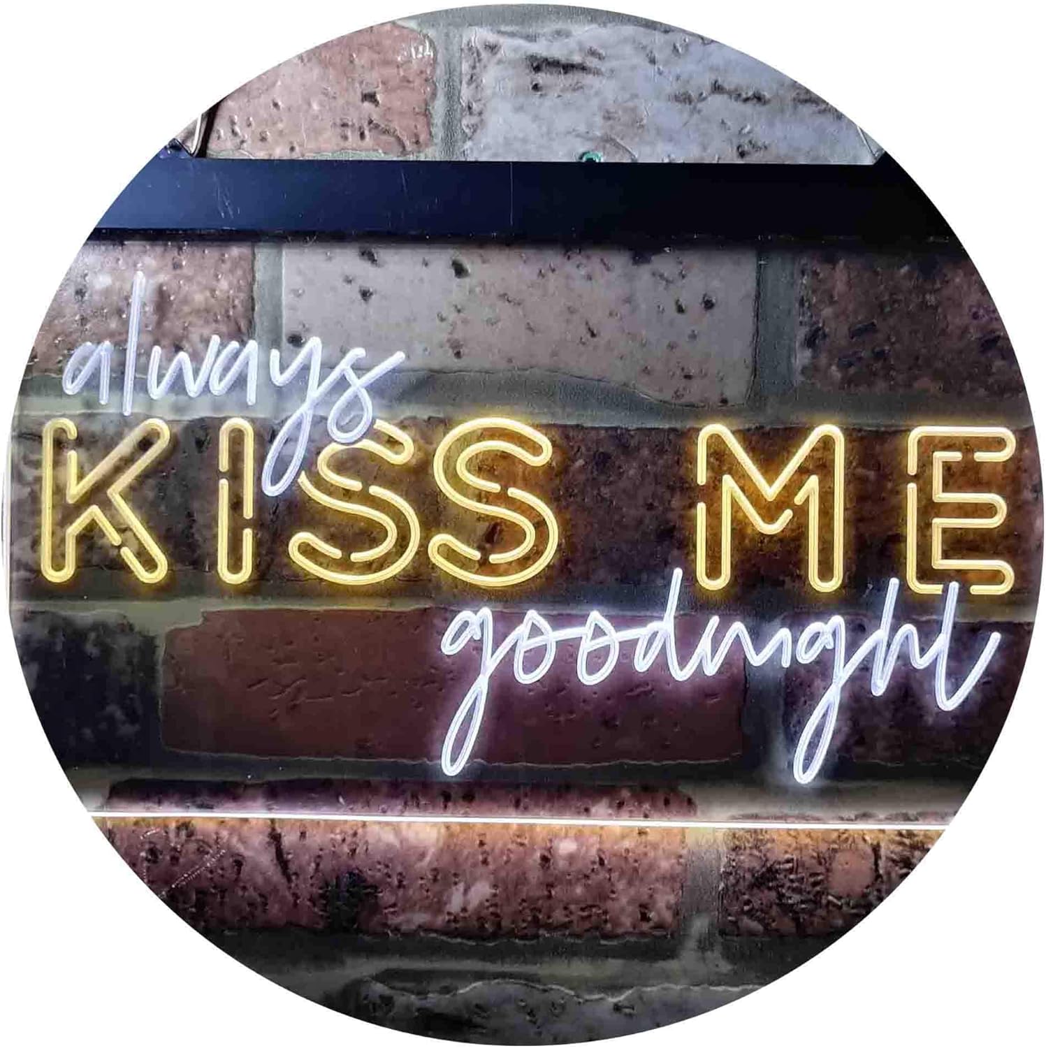 ADVPRO Always Kiss Me Goodnight Bedroom Dual Color LED Neon Sign White & Yellow 24 x 16 Inches st6s64-i3694-wy