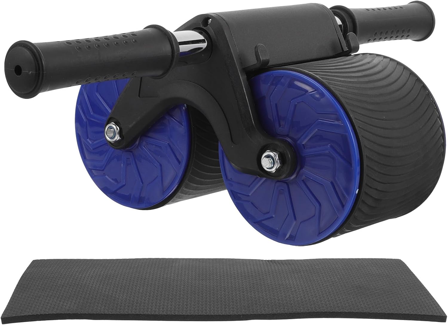 Vaguelly Abdominal Wheel Roller with Automatic Rebound Two-wheel Design and Knee Pad, Blue Fitness Equipment for Home Belly Training and Abdominal Muscle Workout