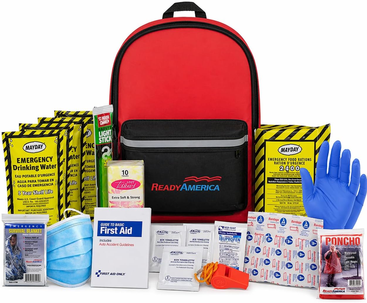 Ready America 70180 72 Hour Emergency Kit, 1-Person, 3-Day Backpack, Includes First Aid Kit, Survival Blanket, Emergency Food Portable Disaster Preparedness Go-Bag for Earthquake, Fire, Flood