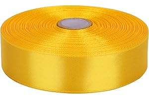 1 Inch Yellow Satin Ribbon 50 Yards Solid Fabric Ribbon Rolls
