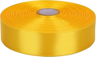 1 inch Yellow Satin Ribbon 50 Yards Solid Fabric Ribbons Roll for Wedding Invitations, Bridal Bouquets, Sewing, Party Decorations, Gift Wrapping and More