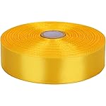 Baocuan 1 inch Yellow Satin Ribbon 50 Yards Solid Fabric Ribbons Roll for Wedding Invitations, Bridal Bouquets, Sewing, Party Decorations, Gift Wrapping and More