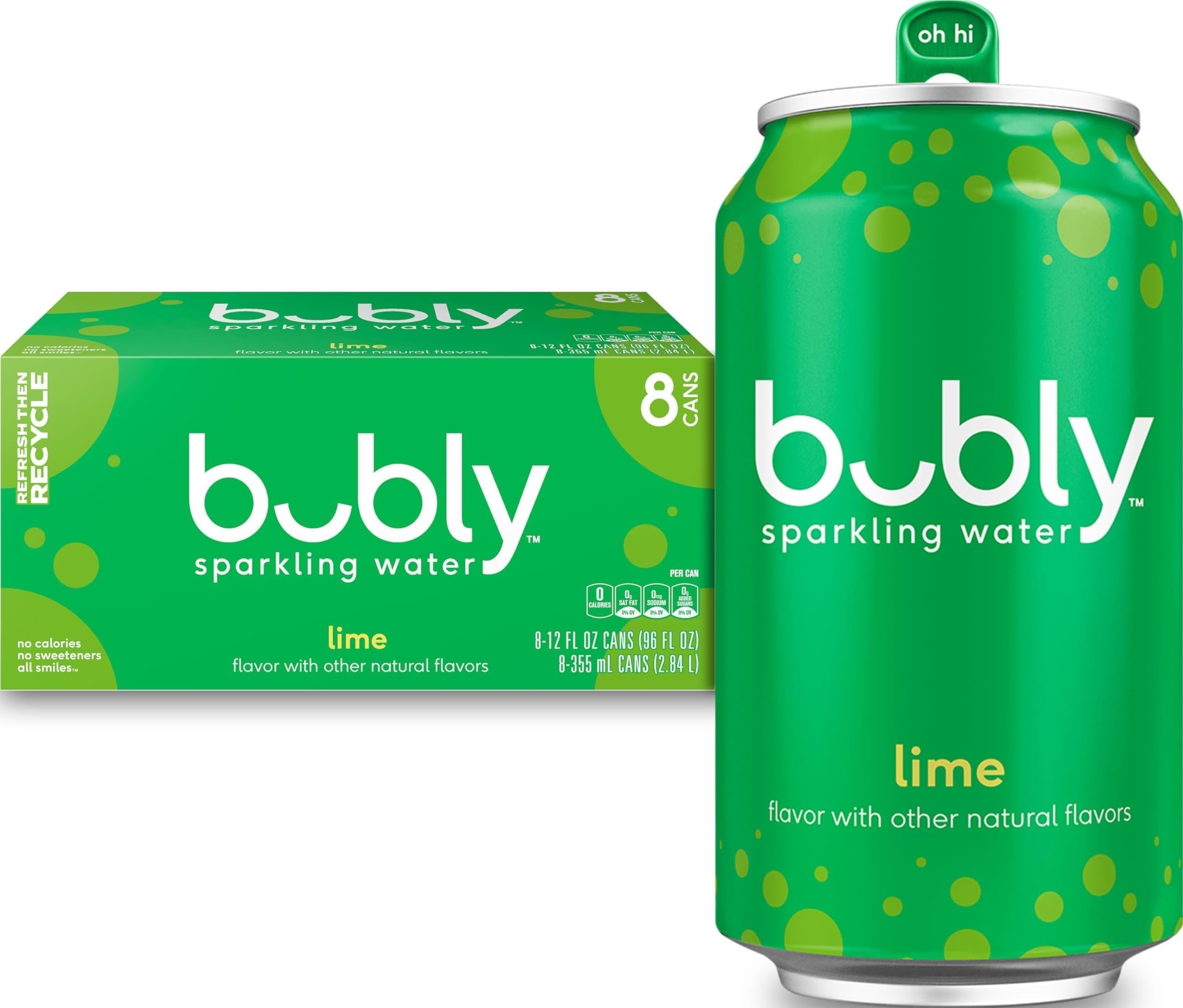 Sparkling Water, Lime, 12 Fl Oz Cans (8 Pack)
