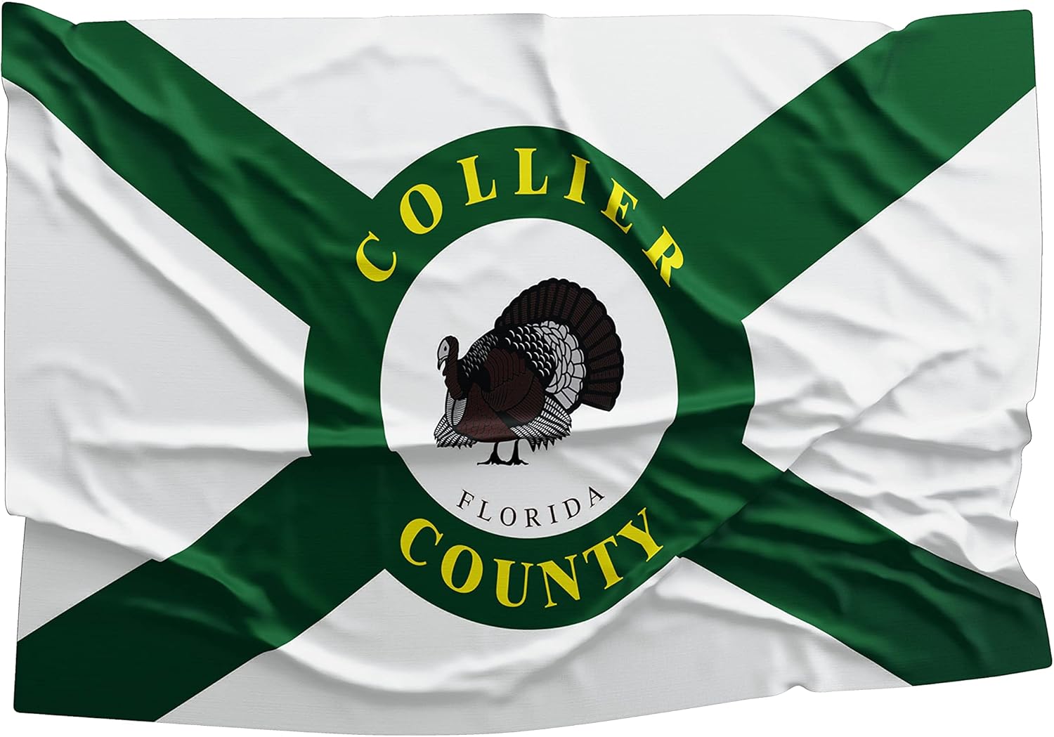 Collier County Florida Flag Banner - Double Stitched Vivid Color Nylon Collier Ensign with Brass Grommets- Suitable for Outdoor Activitie Hiking,Christmas Day,Camping or other occasion - 3x5 Feet