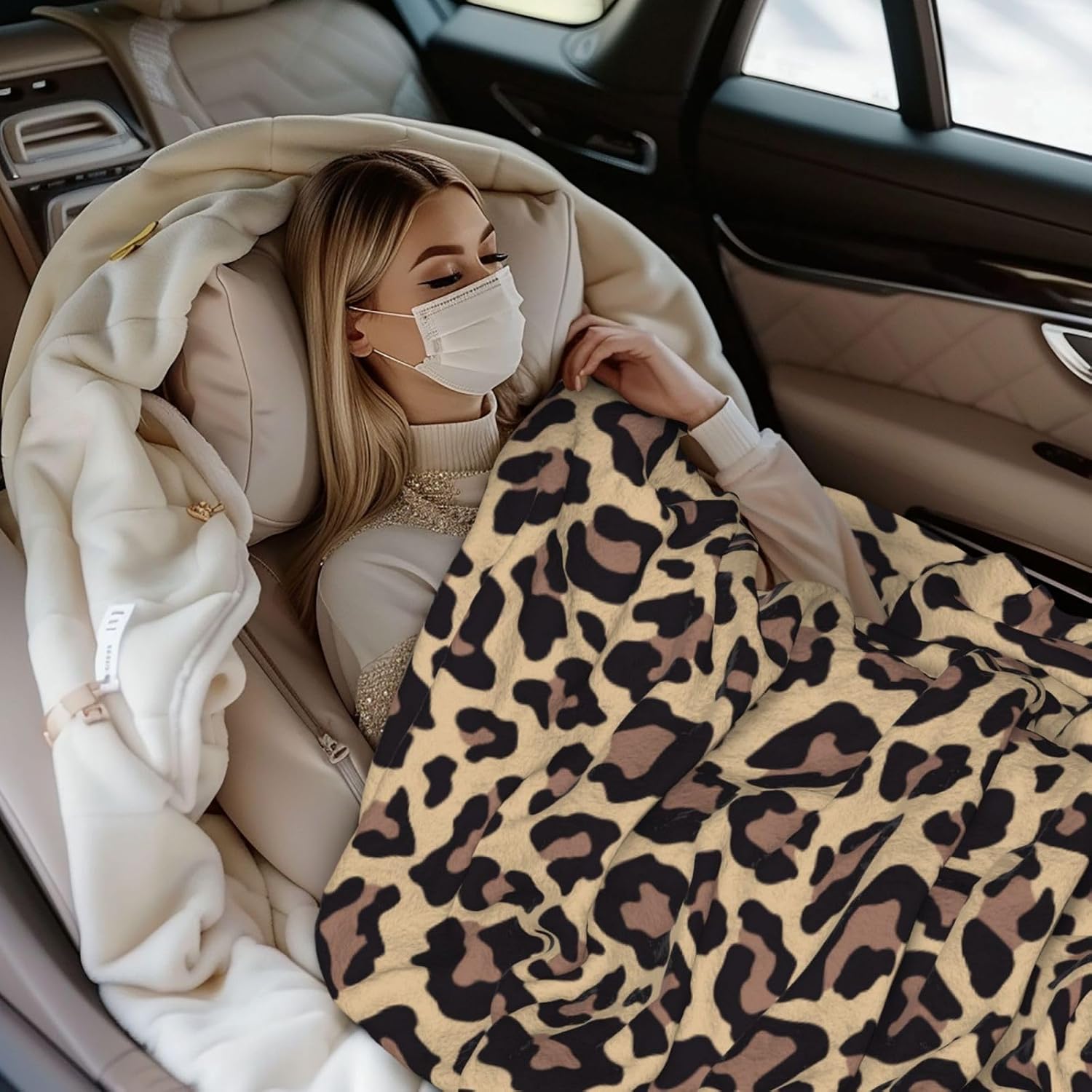 Leopard Print Bed Blanket Ultra Soft Cheetah Throw Blanket All Season Warm Light Weight Cozy Plush Blankets for Home Bedroom Sofa Chair Travel, 80"X60"