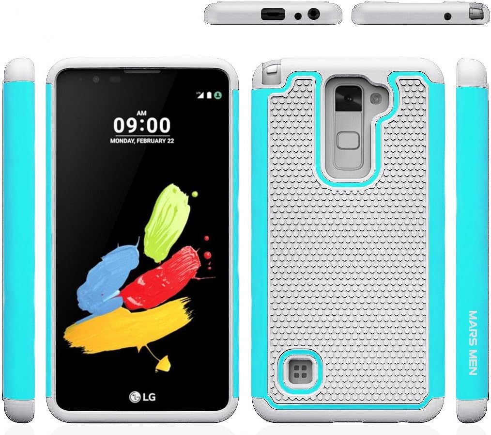 Newtion Mars Men Hybrid Dual Layer Armor Defender Protective Case Cover for LG Stylo 2 (Mint)