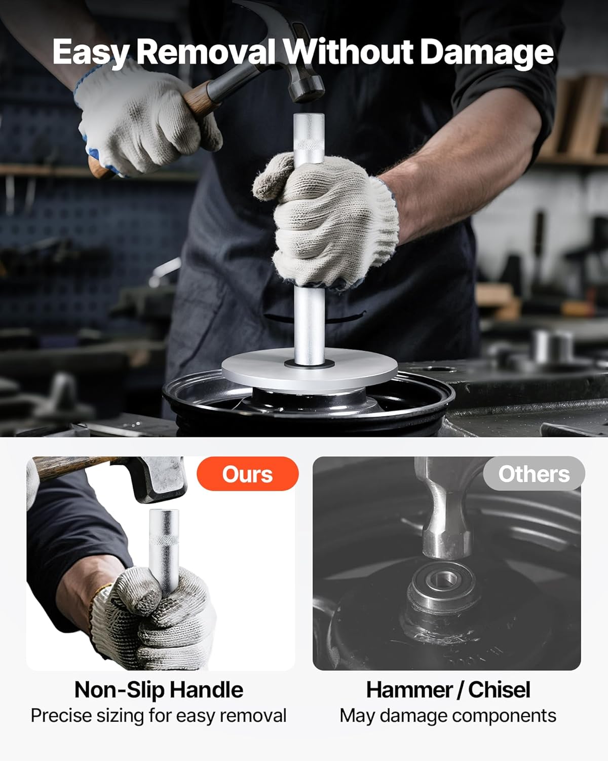 VEVOR Truck Hub Seal Installer Kit, Heavy Duty Bearing Race and Seal Drivers for Class 7 8 Trucks Truck Hub Seal Removal Installation(61850)