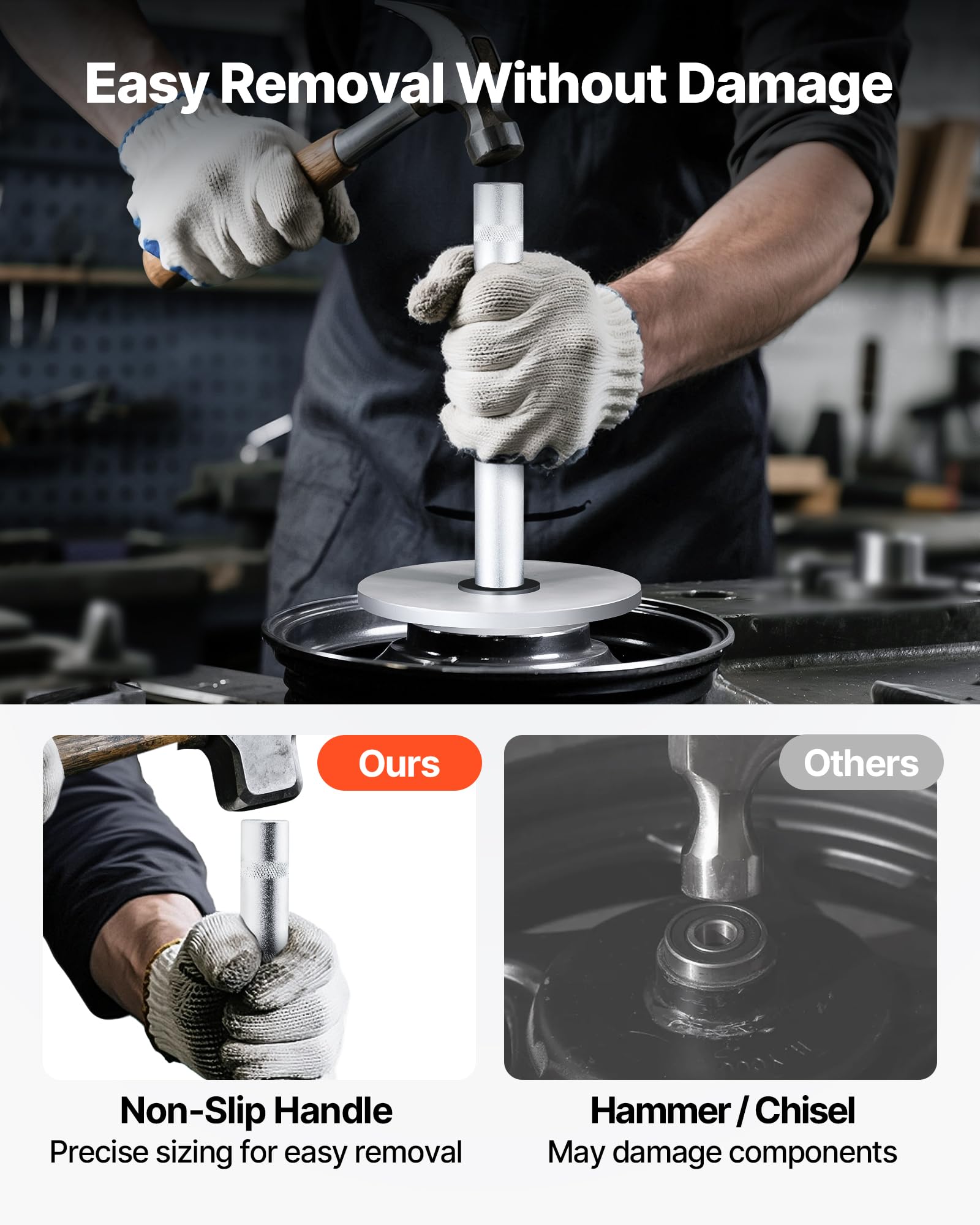 VEVOR Juego de Destornilladores de Sellos de Pista de Cojinetes con 5 Bujes, Varilla de Extensión del Eje del Mango, para Extracción e Instalación con Estuche de Almacenamiento, para Automóviles
