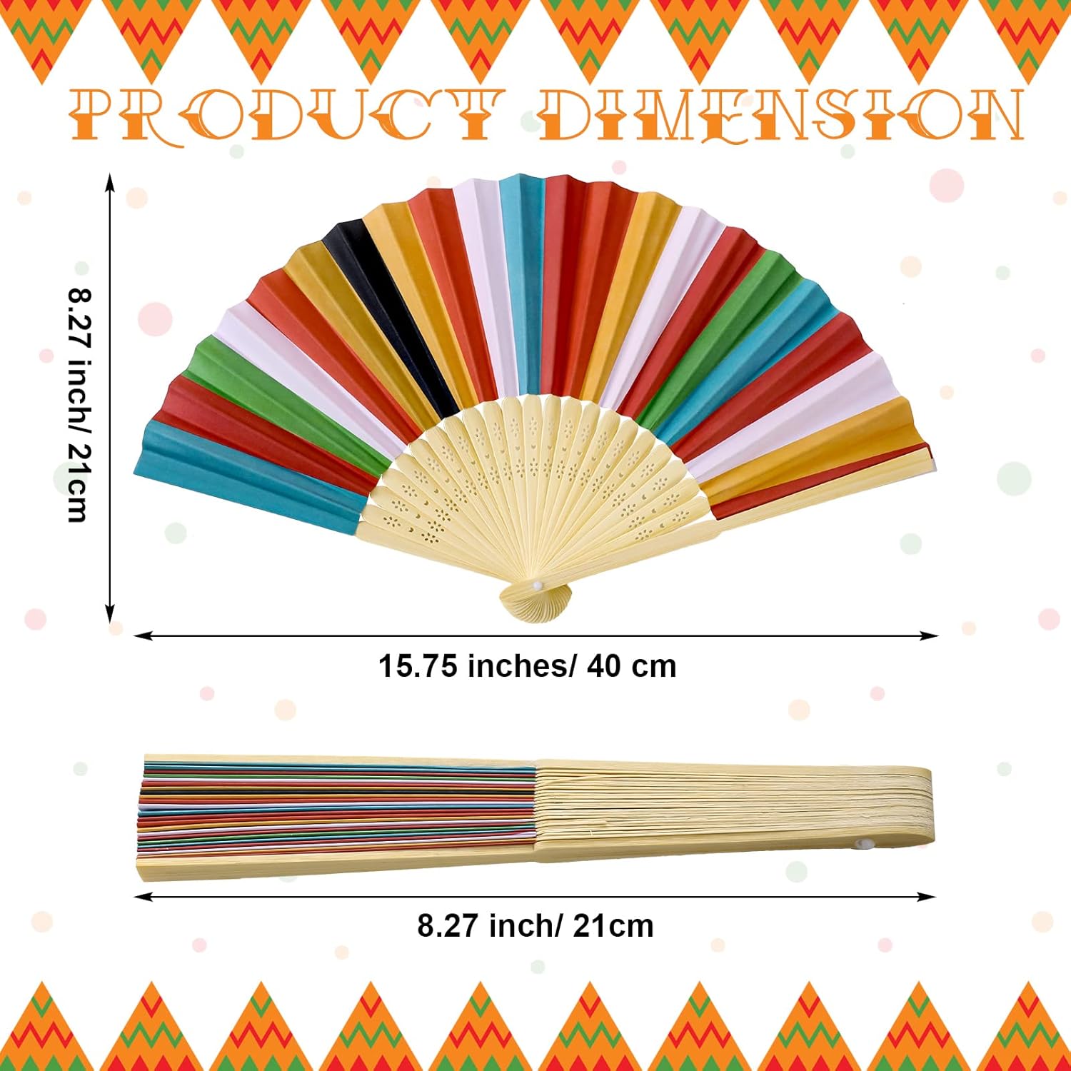 Chunful 24 Pcs Fiesta Paper Fans Cinco De Mayo Mexican Folding Handheld Fans for Birthday Mexican Cinco De Mayo Themed Party Supplies