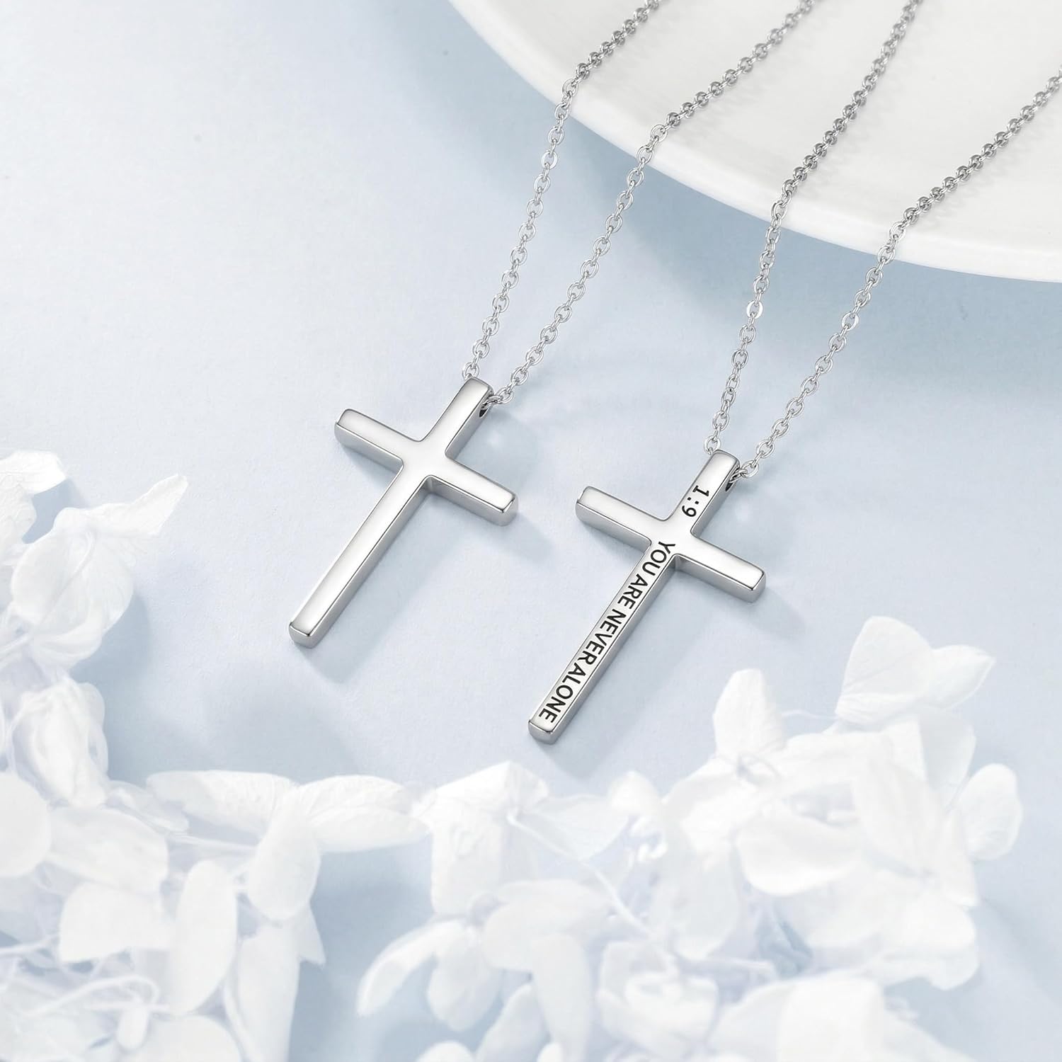 Cross Necklace Bible Verse Pendant Religious Christian Faith Jewelry Gifts for Women Men Reversible 2-in-1 Design