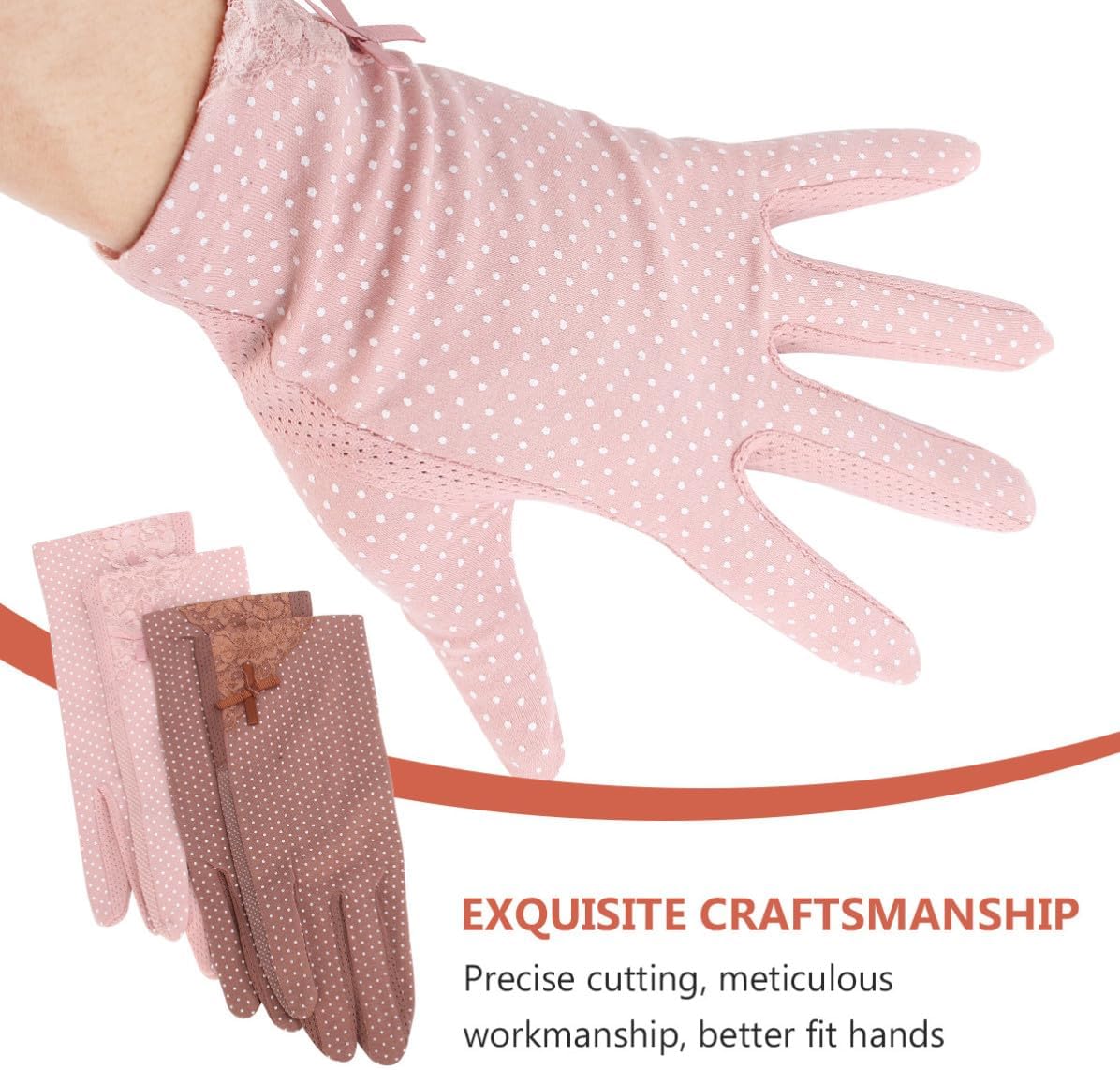 4 Pairs Sun Gloves for Women UV Protection Driving Gloves with Lace Sun Shield Pattern Breathable Thin for Summer Outdoor Hiking and Nail Manicure