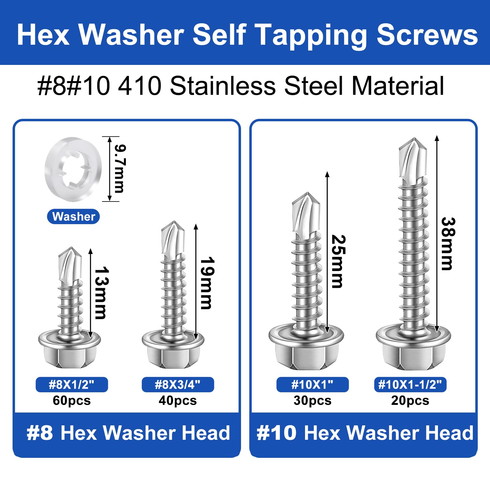 Taiss 300 Stainless Steel Self Tapping Screws #8 & #10 -2 Taiss 300 Stainless Steel Self Tapping Screws #8 & #10 -2