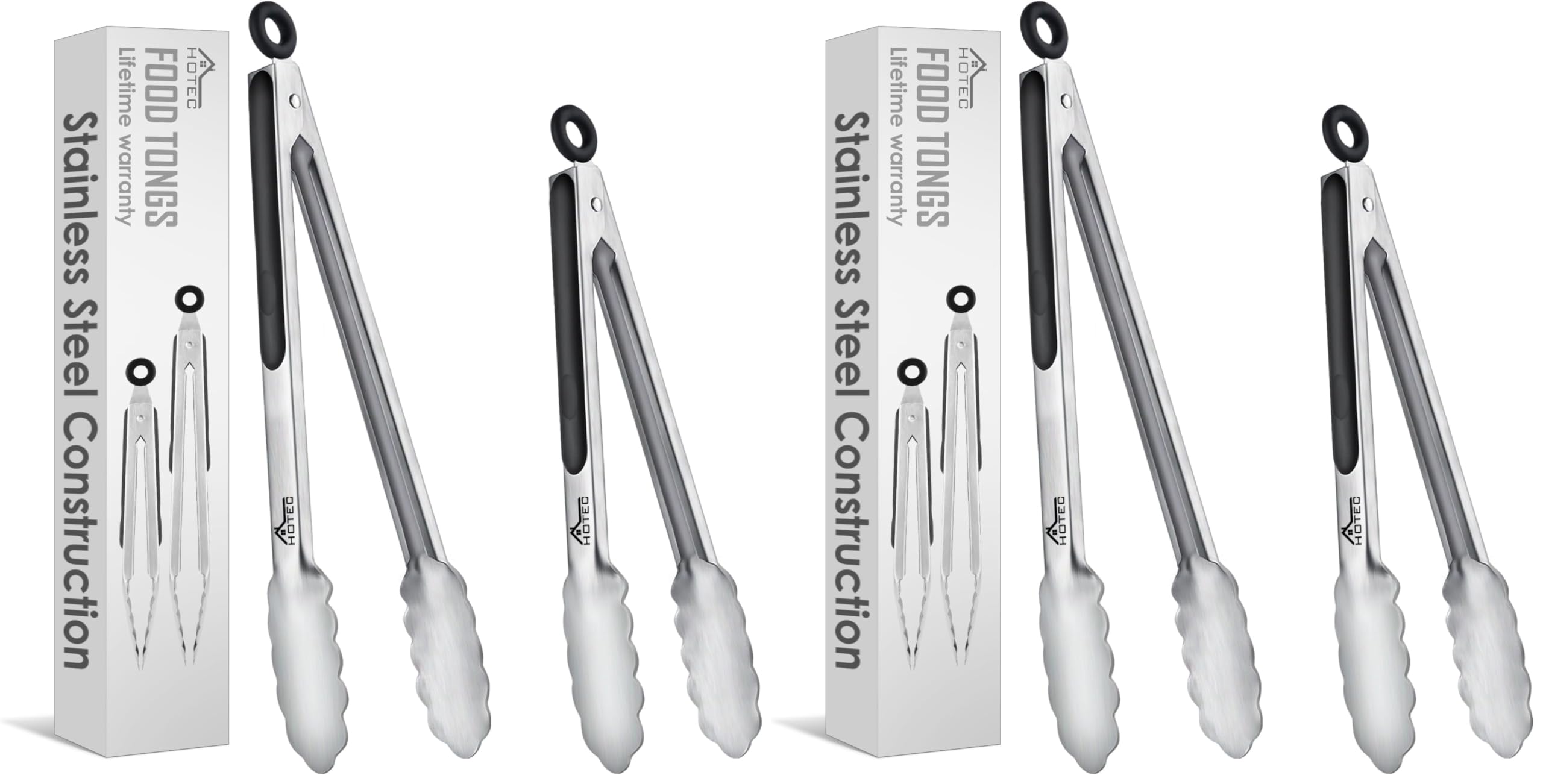 Hotec Stainless Steel Tongs - Kitchen Tongs Set -11