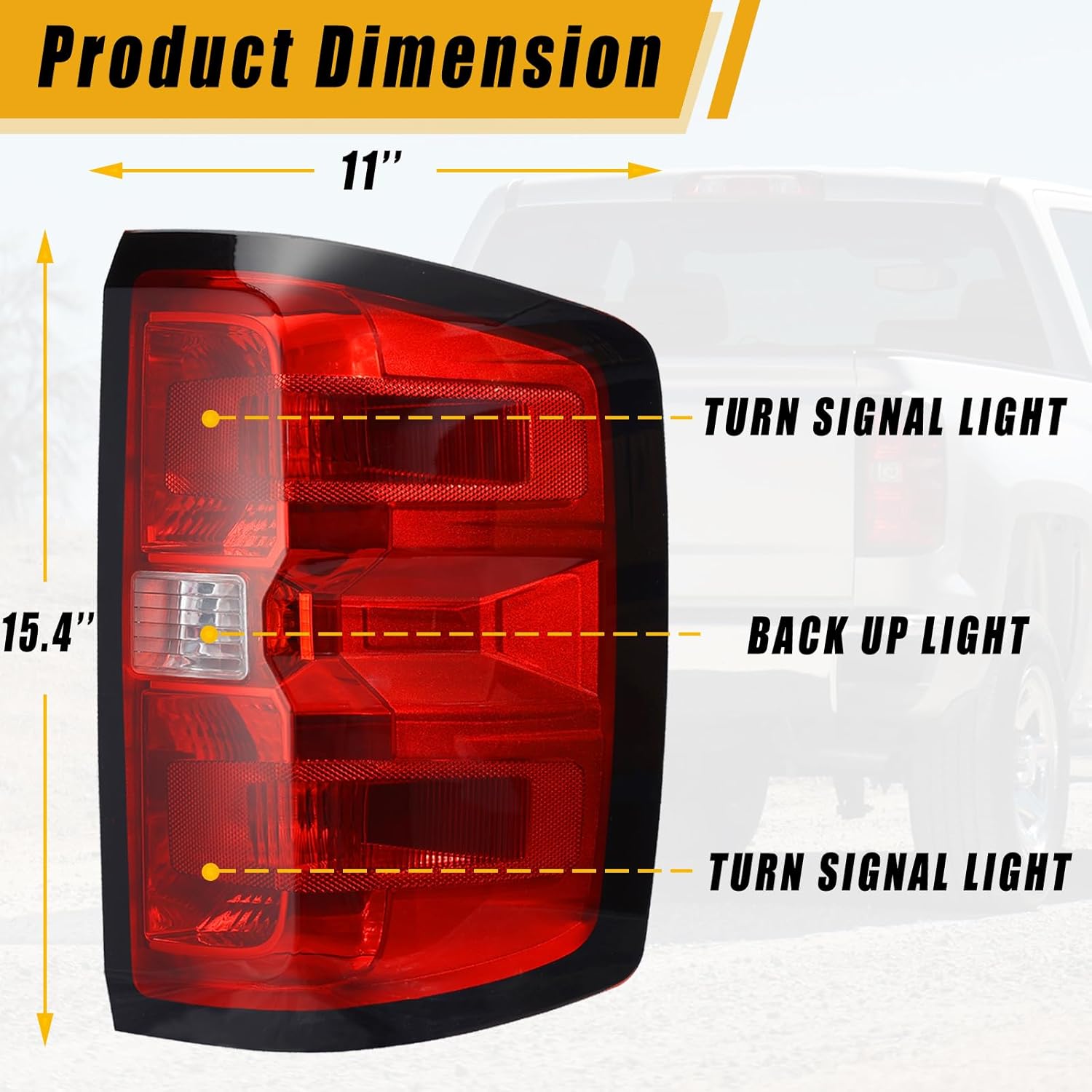Boine Compatible With 2014-2015 Chevy Silverado 1500 2500HD 3500HD Right Passenger Side Tail Light - Bulb and Harness Included (Right Passenger Side)