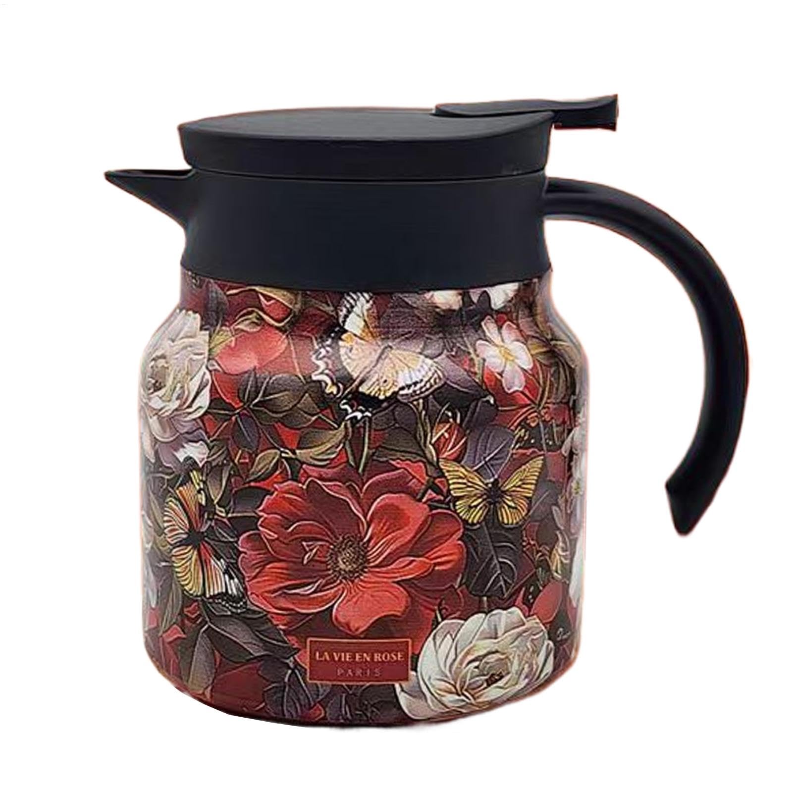 Carafe à café vintage fleurie de 1L pour vos petits-déjeuners gourmands et thés au chaud
