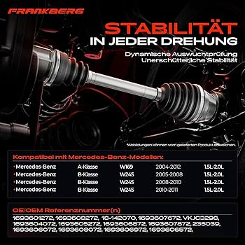 Frankberg Cojinete De Apoyo De Muelles Eje Delantero Compatible Con W169 150 160 170 180 200 E-CELL 2004-2012 W245 150 160 170 180 200 2005-2011 Replace# A16932000000000000000 73