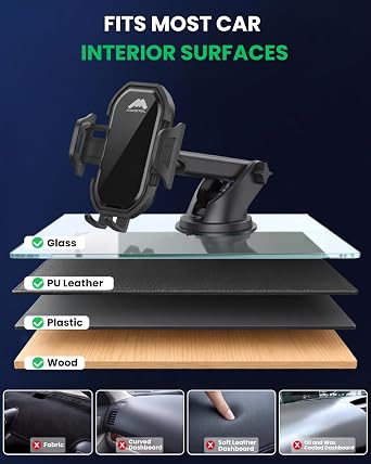 Mobitel Car Phone Holder for Dashboard & Windscreen Strong Suction Cup Car Phone Mount 360° Adjustable Mobile Phone Holder with One Button Release for iPhone 17/16 Samsung Galaxy Google Pixel 4-7
