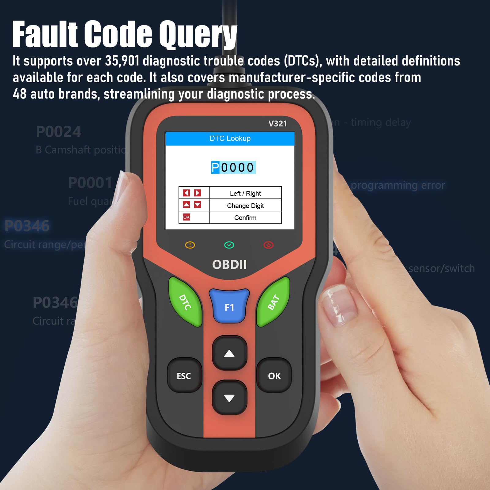 OBD2 OBD2 OBD-diagnoza OBD ondersteunt meerdere talent: OBD EOBD diagnosescanner voor alle voertuigen - professioneel OBDII-diagnosegereedschap voor het bewaken van het motorcontrolelampje