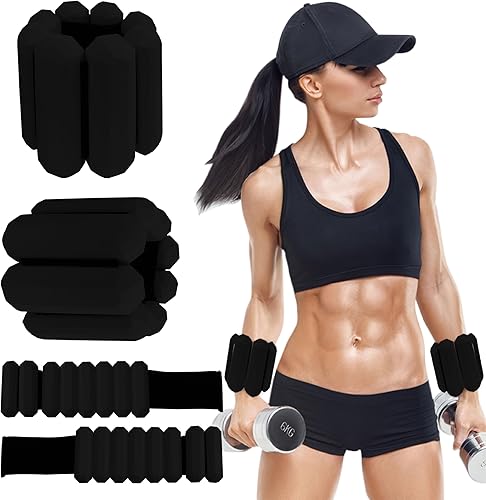 Brazaletes con peso para ejercicio, pesas de muñeca ajustables