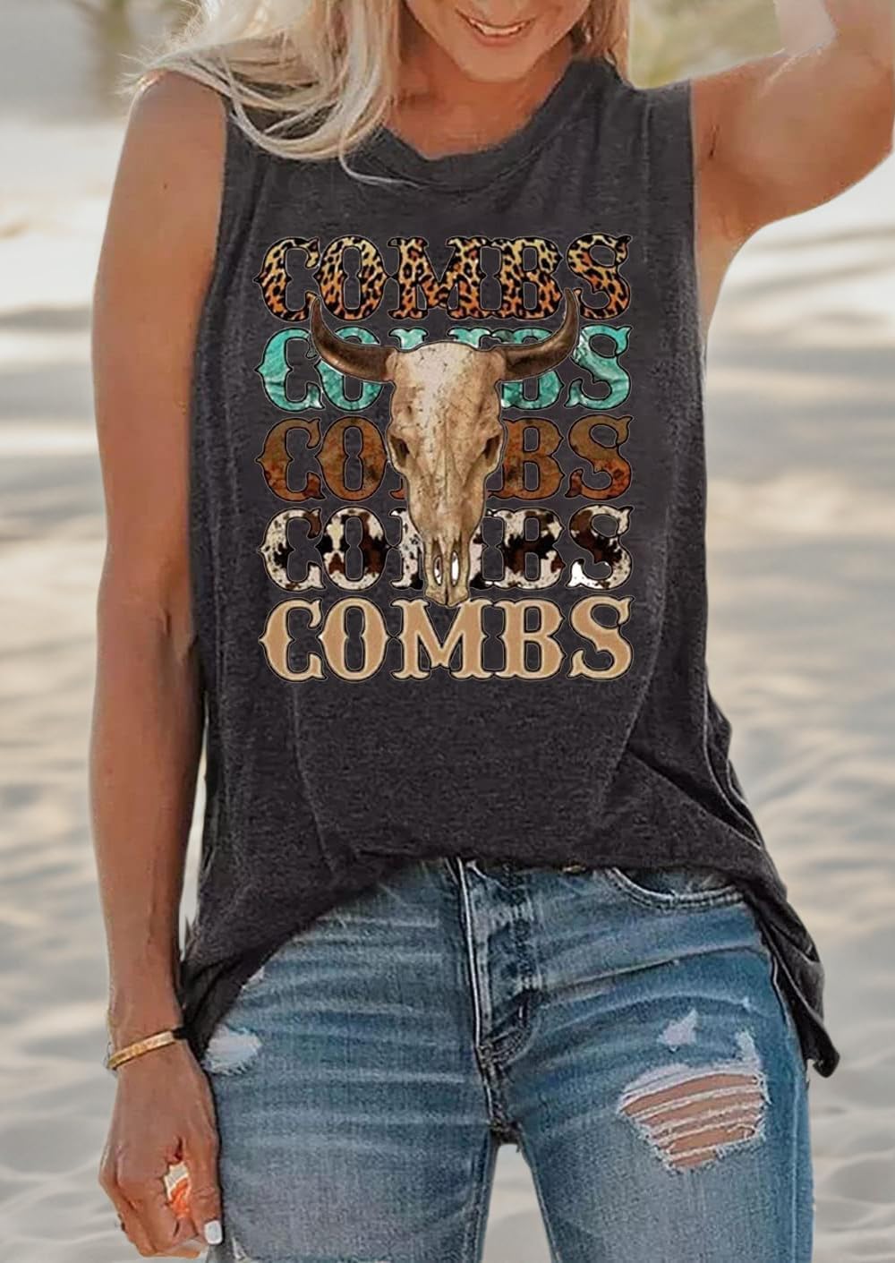 Long Live Cowboys Tank Shirt Women Casual Sleeveless Vintage Country Music Shirt Funny Letter Print Graphic Tank Vest - Image 5