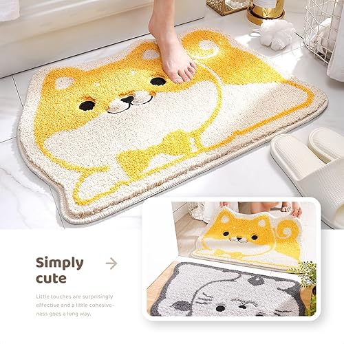 Miniatura 10 de Molesun Alfombra de baño de microfibra absorbente con diseño de animales bonitos, antideslizante, suave, felpudo, para suelo de baño, bañera y
