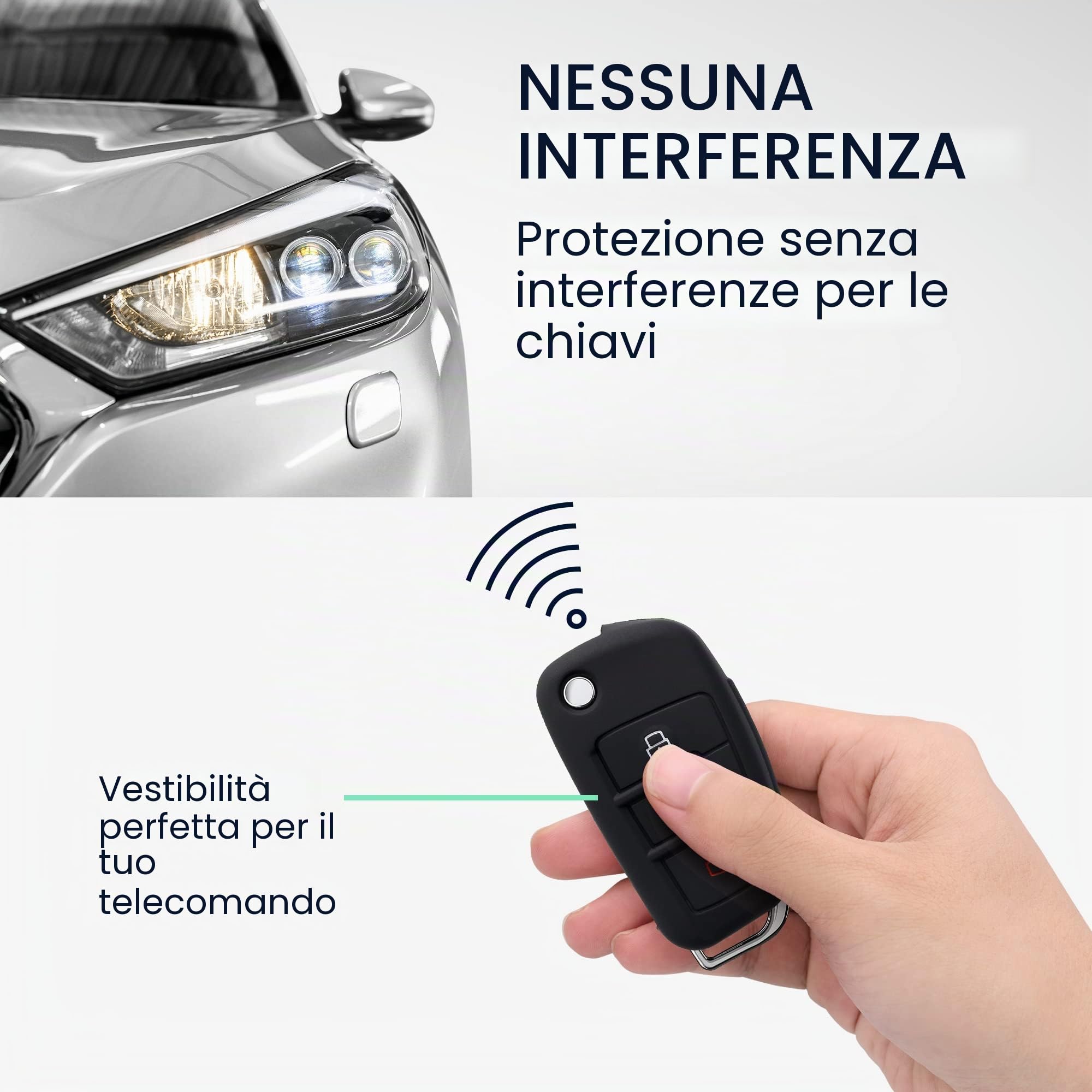 Kwmobile Cover In Silicone Per Chiavi Auto Audi A 3 Pulsanti – Protezione Antiurto E Antigraffio, Nero