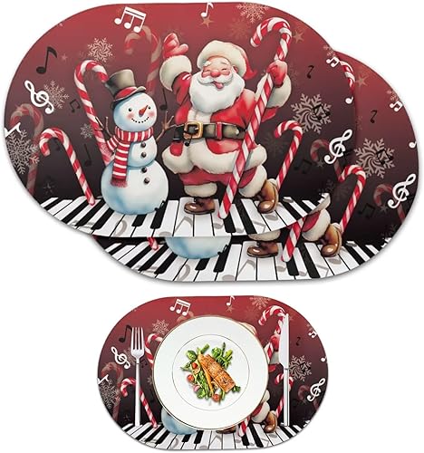 Miniatura 87 de Juego de 6 manteles individuales lavables para mesa de comedor, resistentes al calor, mesa de cocina, decoración del hogar, lavable, ovalada, de