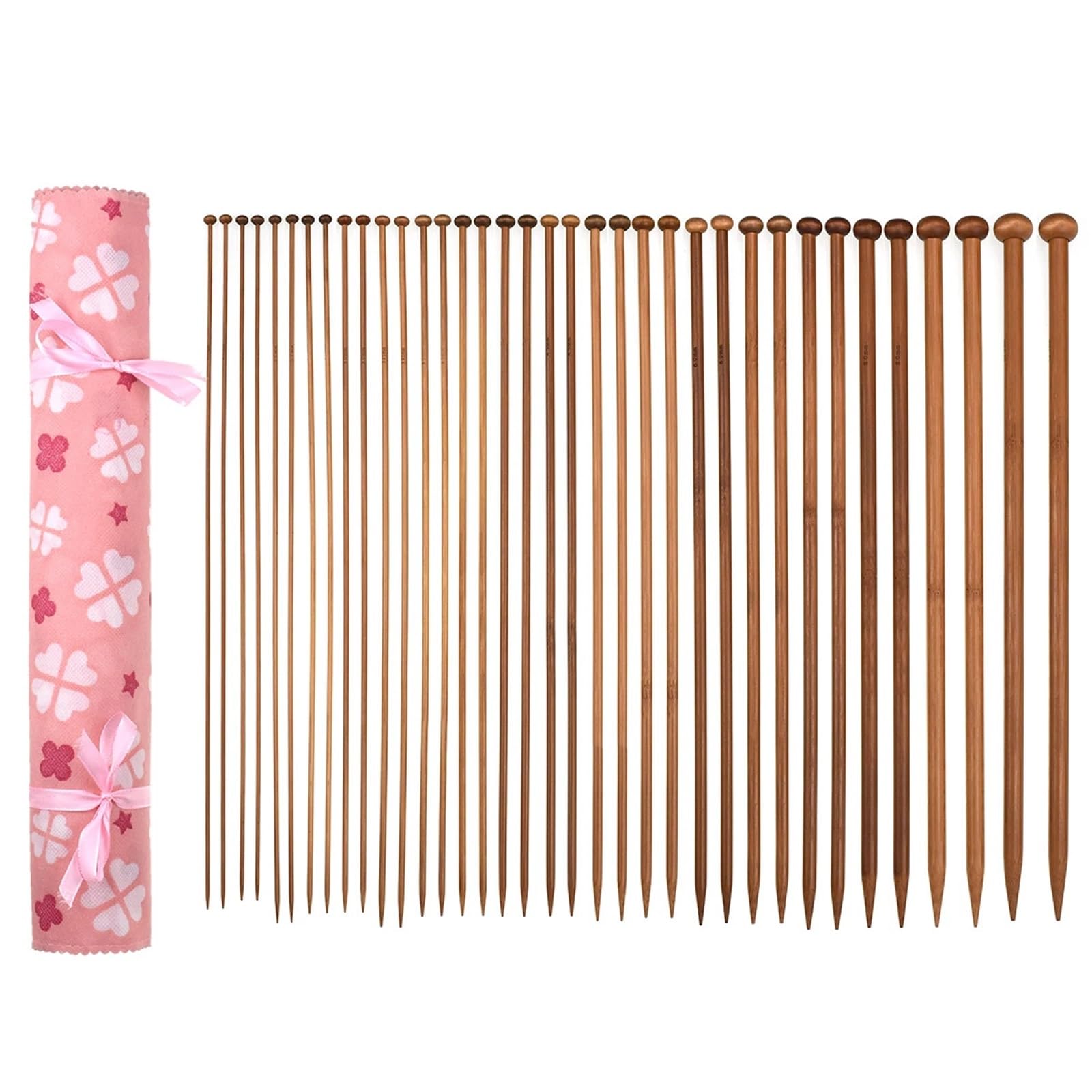 Knitting Needles 36PCS Sweater Needle Single Pointed Bamboo Knitting Needles(36PCS with Bag)