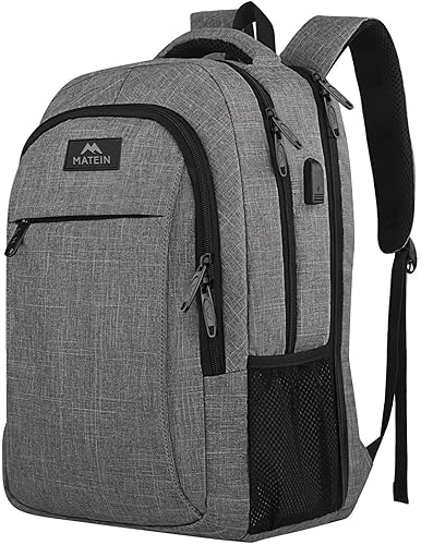 Miniatura 148 de MATEIN - Mochila empresarial para laptop de 15.6 pulgadas, mochila de viaje con puerto de carga USB, resistente al agua, para trabajo, universidad