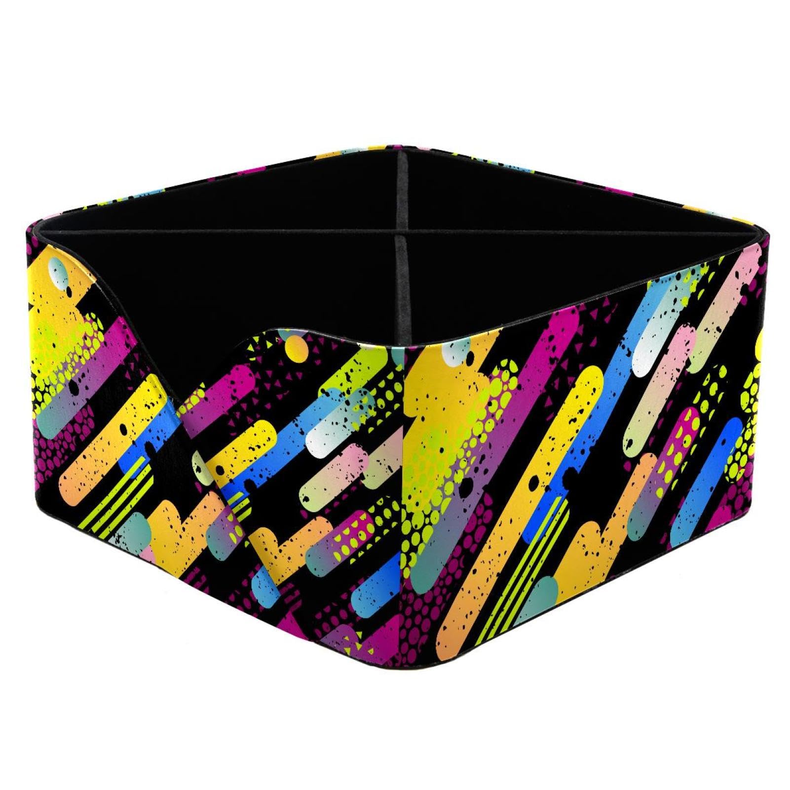 KengjuTesu Funny Geometric Dots Desktop Organizer Pen Holder, Rectangular Pencil Cup for Office, Study and Makeup Stations