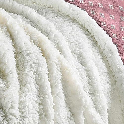 Miniatura 5 de Manta Sherpa tamaño manta de forro polar rosa, gris, 300GSM, manta de cama de microfibra suave y mullida