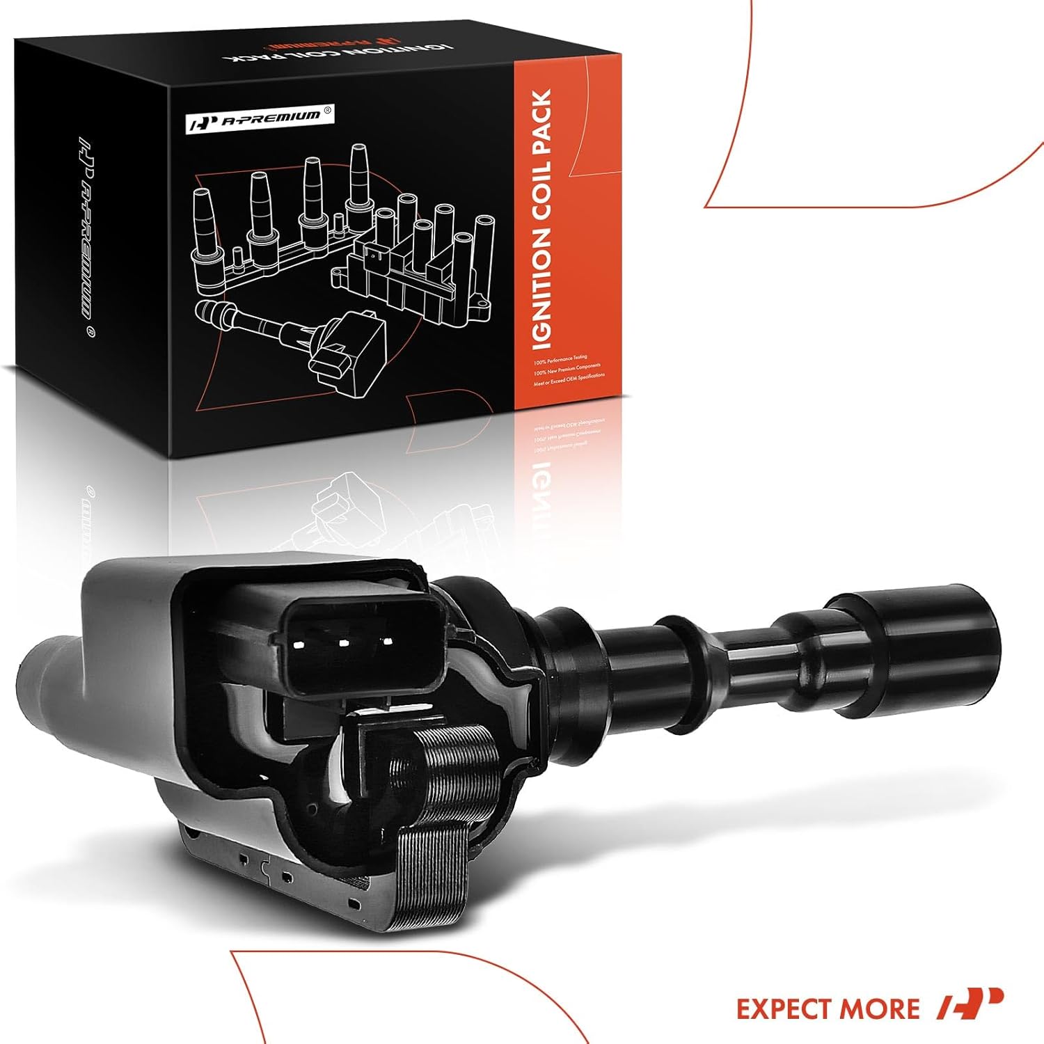 A-Premium Engine Ignition Coil Pack Compatible with Hyundai Santa Fe 2003-2006, XG350 2003-2005 & Kia Amanti 2004-2006, V6 3.5L