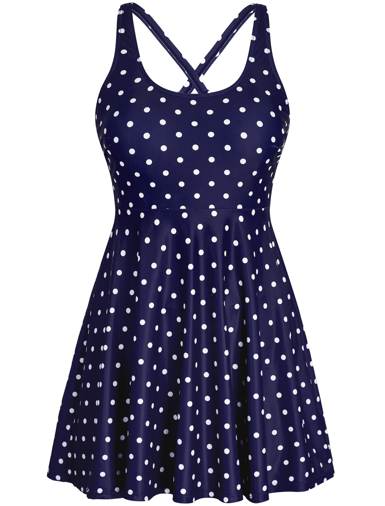 One Piece Swim Dress for Women Swimsuits 2026 Tummy Control Adjustable Strap Modest Cute Bathing Suit-image-2