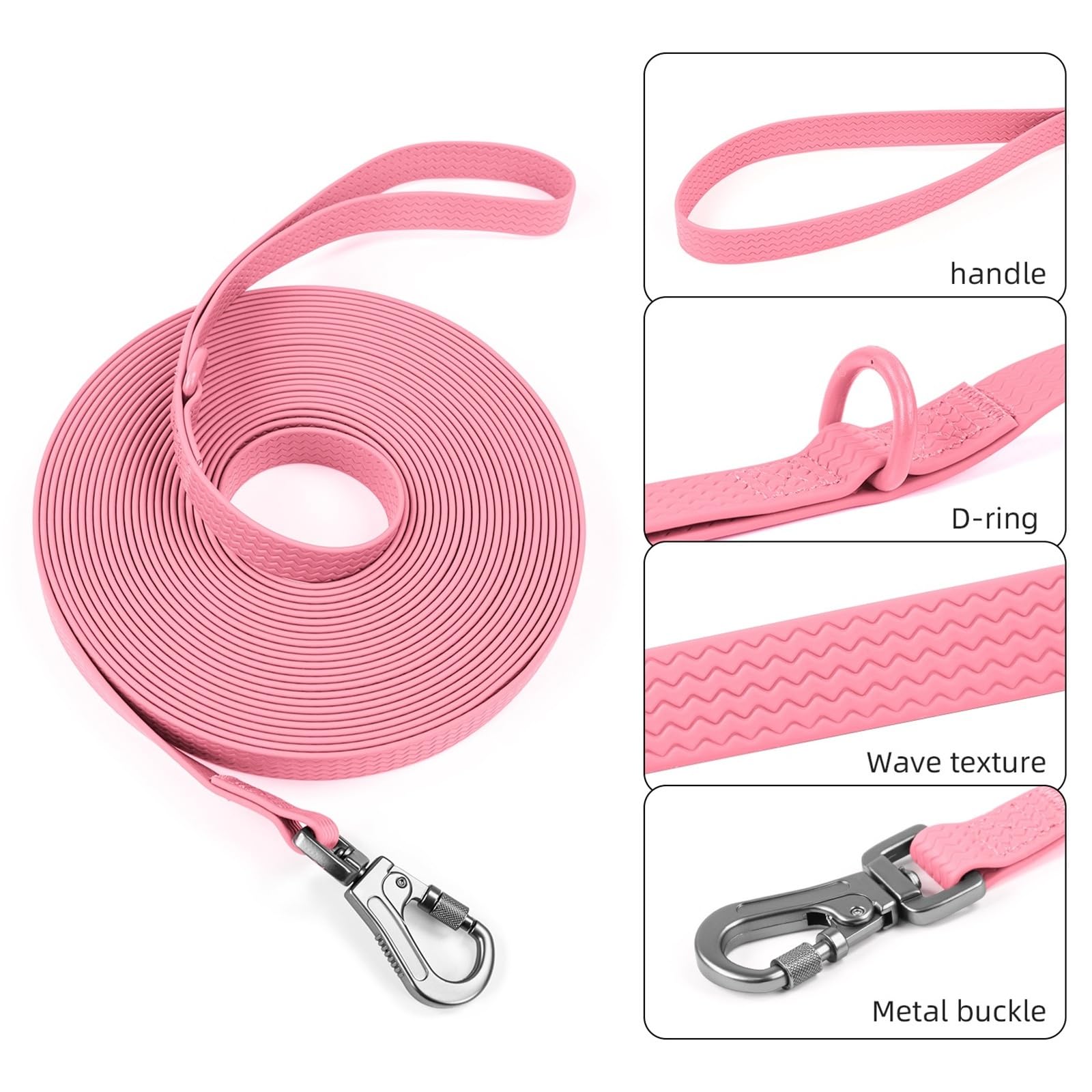 Correa de PVC para perro de 1,8 m, 3 m, 5 m, 10 m de longitud, impermeable, fácil de limpiar, correa de entrenamiento para correr para perros medianos y grandes (chocolate, 1,8 m)