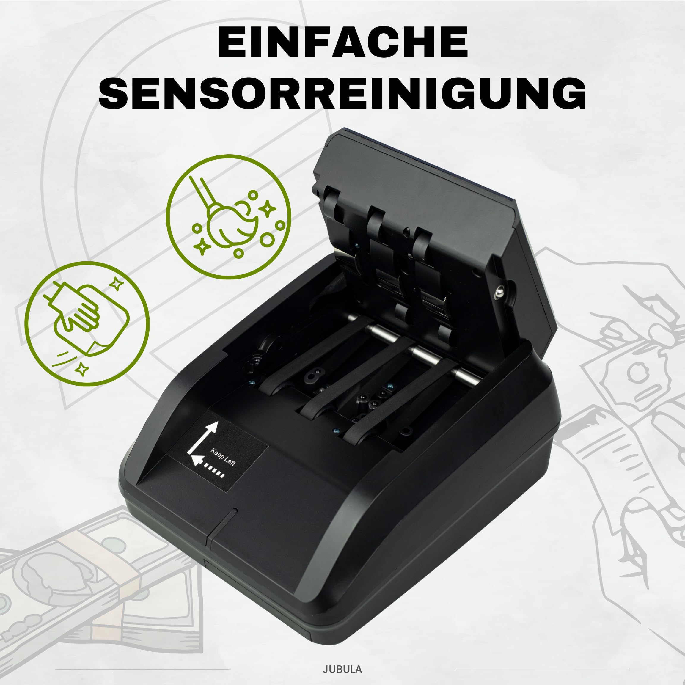 FD-50 Geldscheinprüfer & Geldzählmaschine Banknoten 2in1 | Banknotenprüfer Falschgelderkennung mit UV/MG/IR für falsche EUR, USD, GBP | mobiler Scanner Testlicht & kompakt | Einzeln einlegen