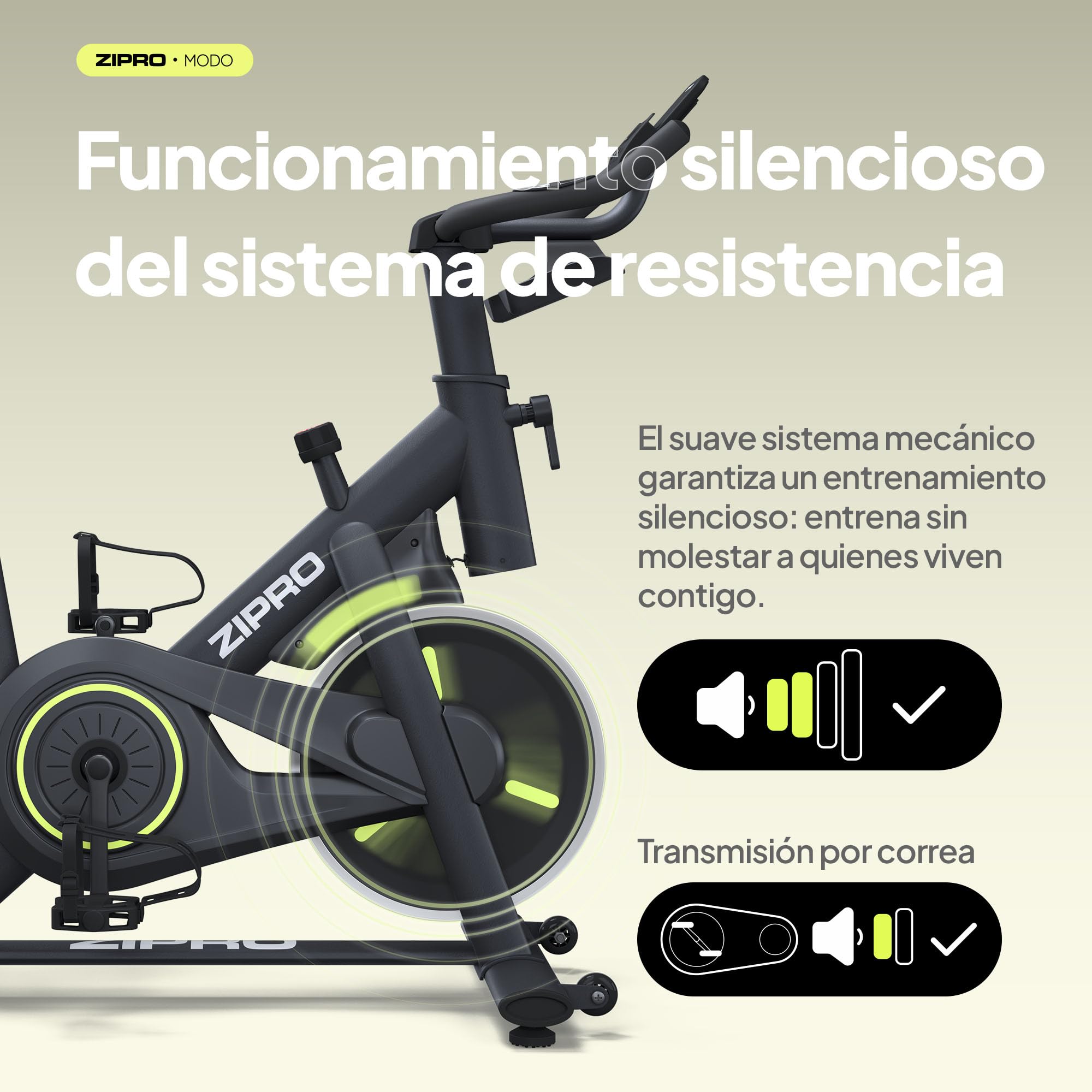 ZIPRO Bicicleta Estática Bici Exercise Bike Estática Mecánica Silenciosa Indoor en Casa con Resistencia Ajustable Monitor LCD Capacidad de 120kg App y Volante Fitness Cardio Interior – MODO
