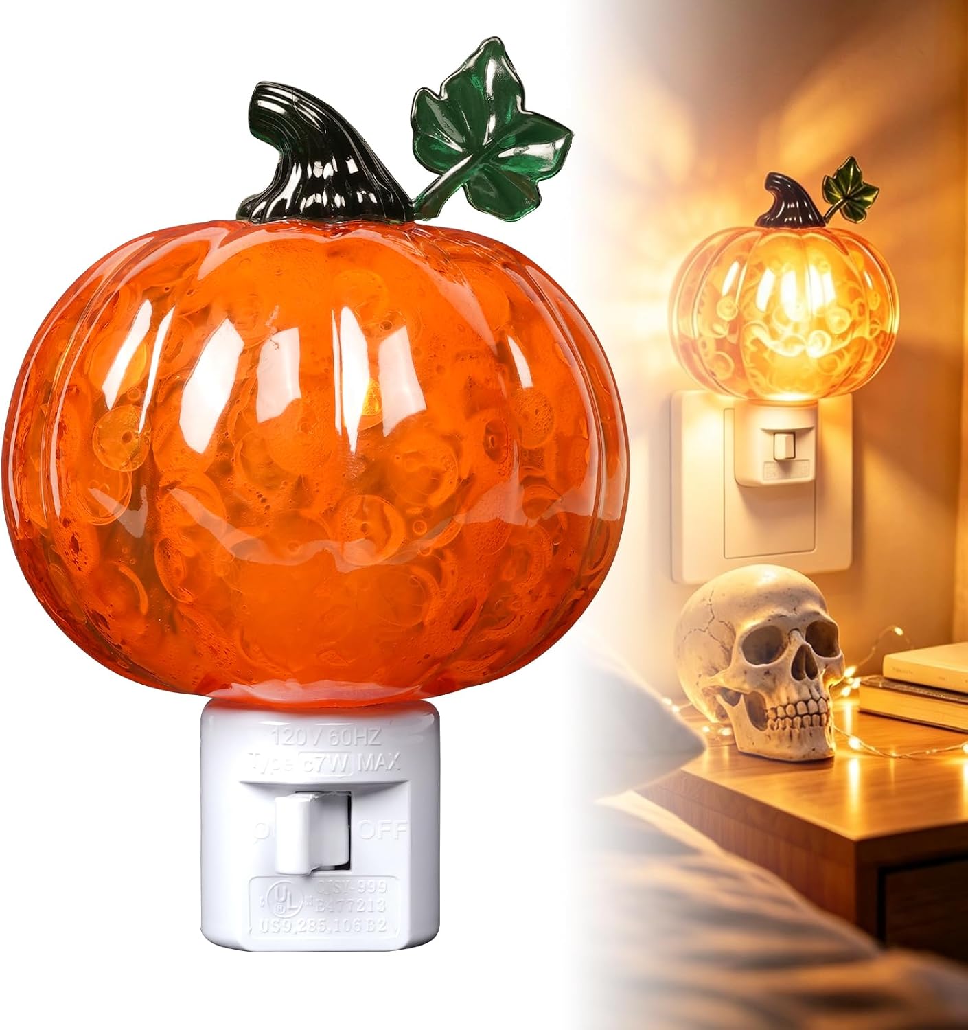 Lustaled LED Pumpkin Night Light Plug in, Halloween Light Indoor