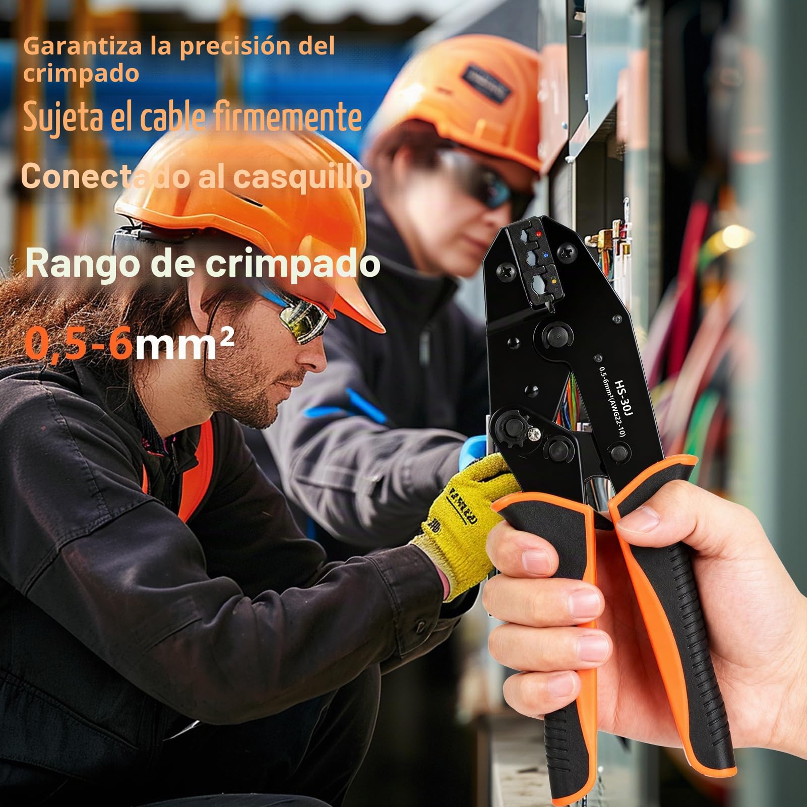 Crimpadora Terminales Eléctricos, 18 Modelos [0,5-6 mm²], Set Alicates Terminales Electricos, Juego de Alicates Crimpadores con 350 Conectores Crimpados Incluidos, Herramienta de Crimpado