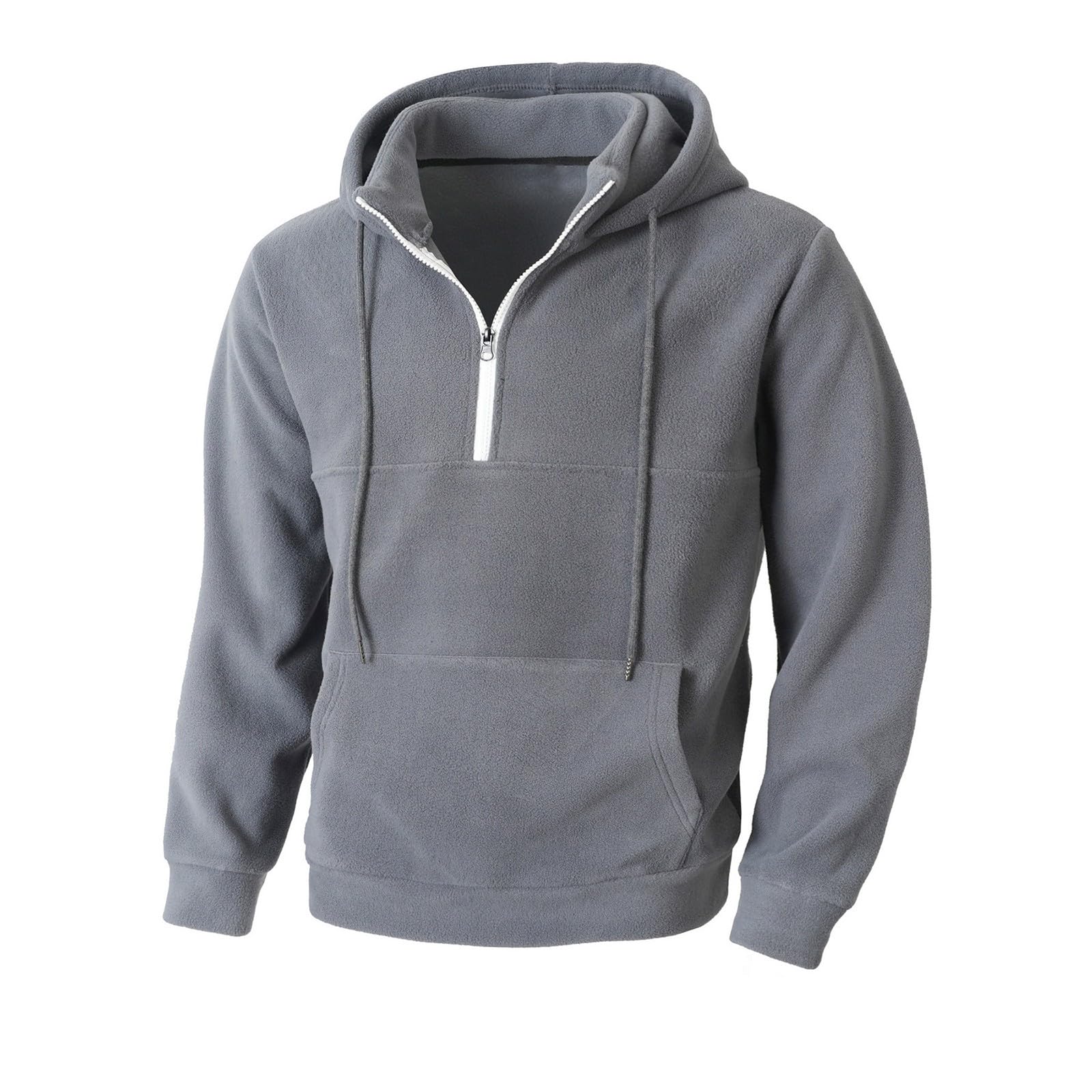 Ropa Anti UV Hombre Sudadera con Capucha Y Cremallera De Un para Hombre, Forro, Manga Larga, Estilo Oversize, Cálida, Bolsillo. Sudaderas Azul (Dark Gray, XXL) Caza Chaquetas Kit Pesca