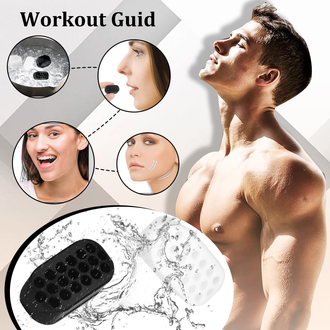 Exerciser Set di 6 Mascella Allenatore Esercizi, Jaw Liner Trainer, Silicone Jaw Exerciser per Uomini e Donne, Jawline Trainer Dispositivo di Rinforzo del Collo Collo Viso Strumento di Masticazione