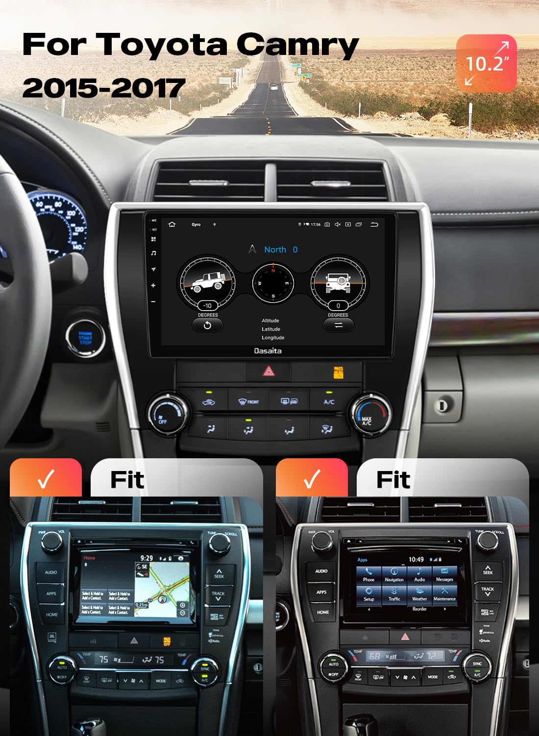 Dasaita 6GB+64GB Car Radio for Toyota Camry 2015-2017, 10.2