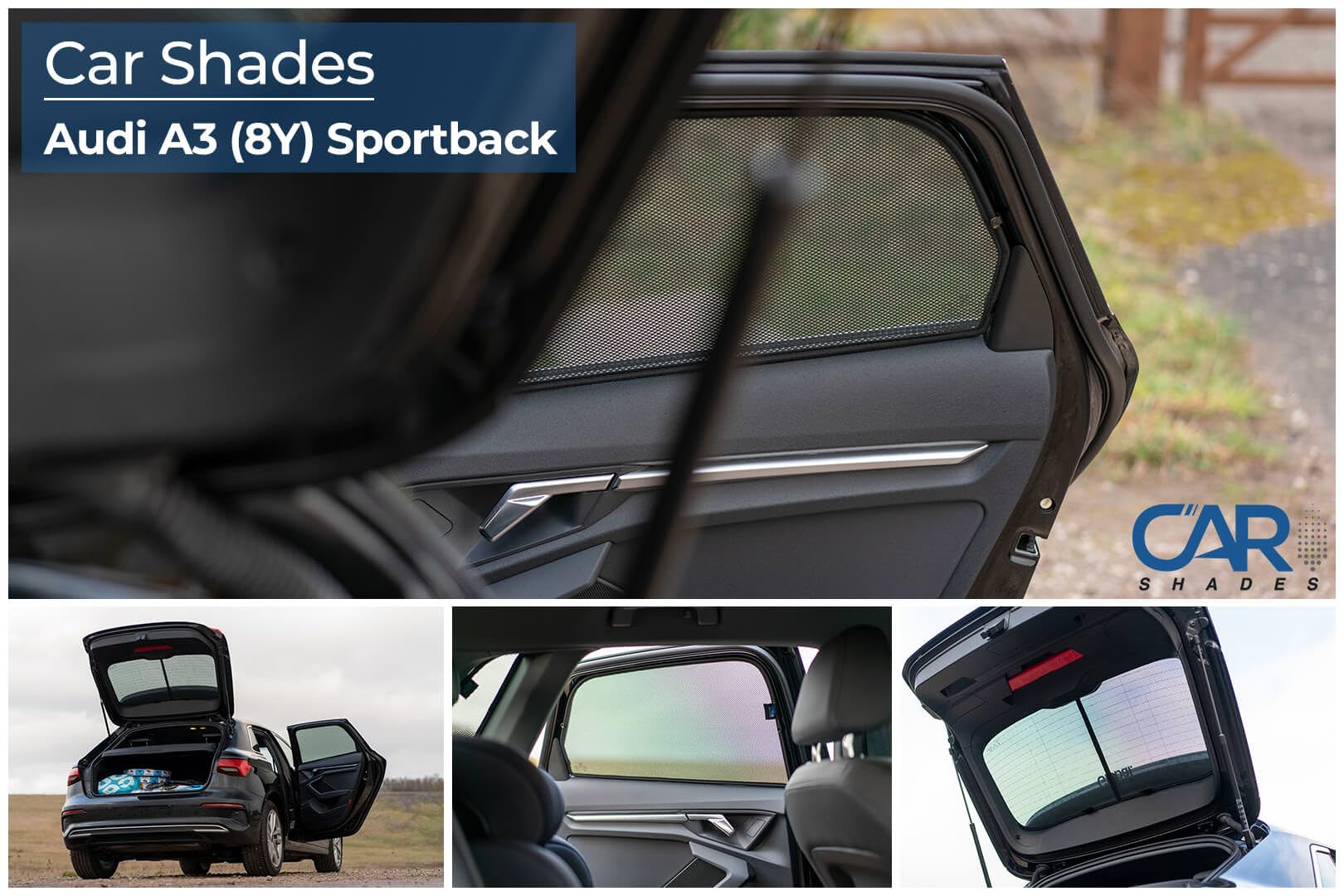CAR SHADES Juego Compatible con Audi A3 8Y 5-Puertas 2020- (6-Partes) cortinillas Parasol a Medida