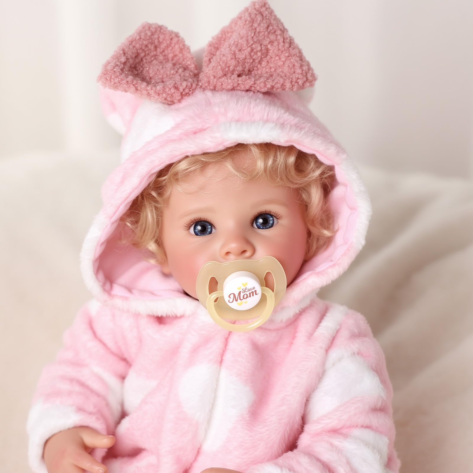 BABESIDE Muñecas Reborn Realistas de 40 cm Muñeca Recién Nacidas Realista Cuerpo Suave Cabello Rizado Rubio Incluye Caja de Regalo para Niñas Mayores de 3 Años Coleccionistas