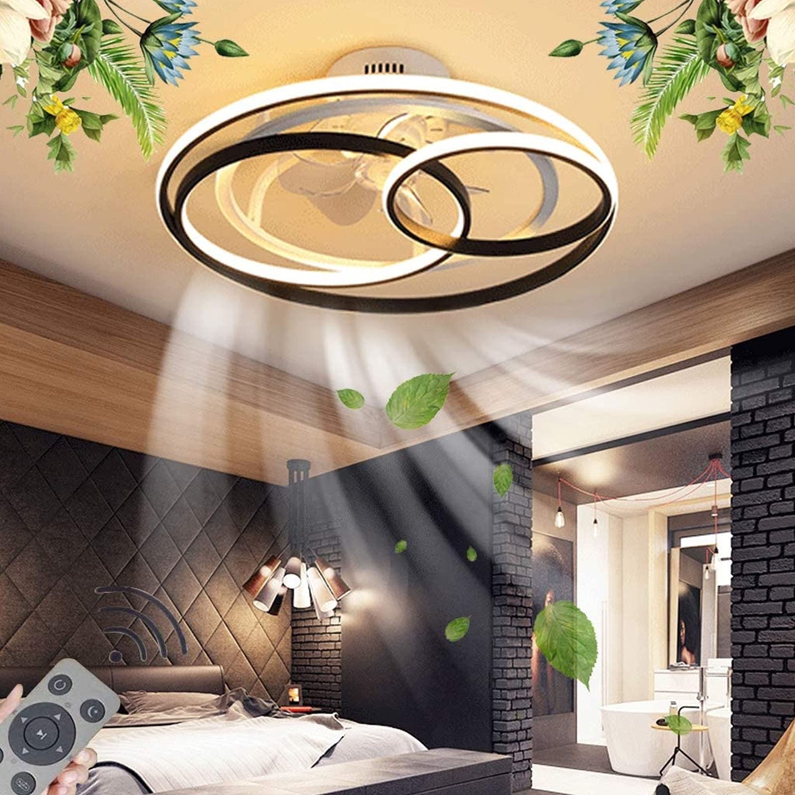 CSXSXAUO LED Ceiling Fan with Lighting Chandelier Modern Dimmable Wind/Light Adjustable Lights Ventilator Lamp Quiet Acrylic Lampshade Living Room Light It's so kind of