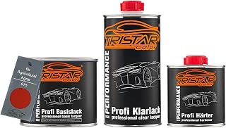 TRISTARcolor Pintura automotriz Set bote listo para pulverizar para Agricultural/Agrar 615 Flare Red Pintura base + pintura transparente de 2 componentes 1,25L