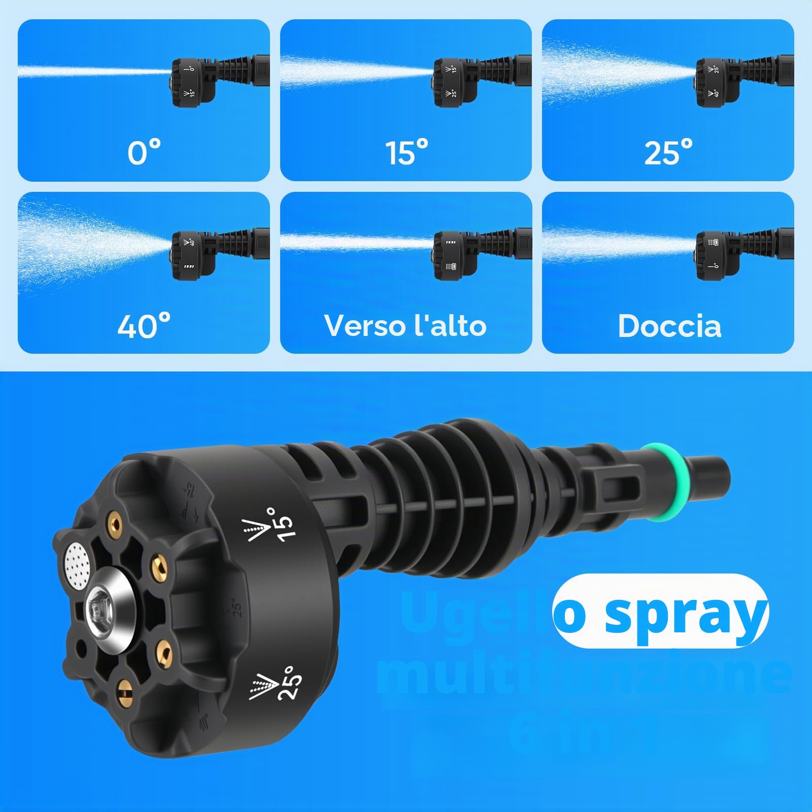 Idropulitrice a Batteria con Display LCD, 725 PSI, 2 Batteria Ricaricabile 21V, Ugello 6-in-1, Idropulitrice Portatile per Pulizia Auto, Pavimenti, Pareti e Recinzioni