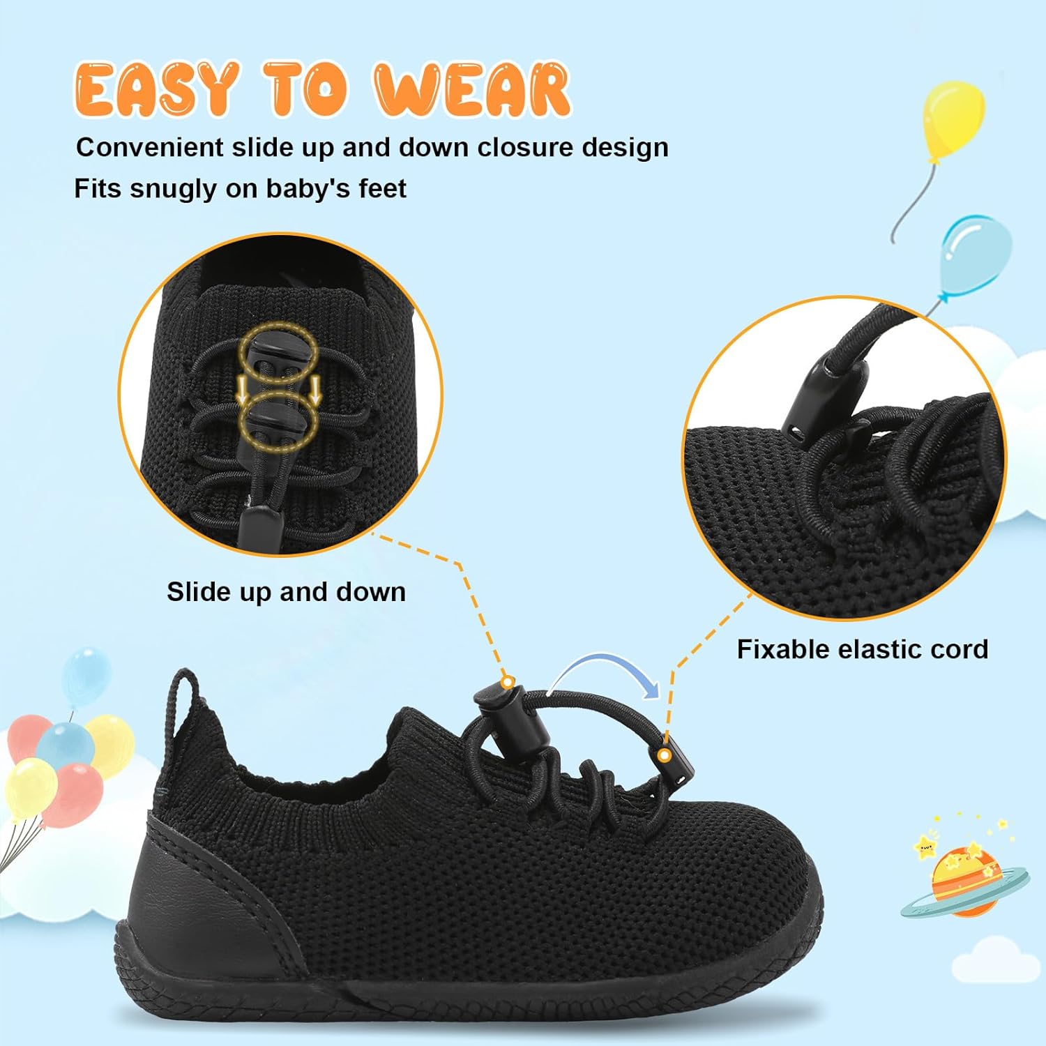 FEETCITY Baby Shoes Boys Girls First Walking Shoes Infant Sneakers Crib Shoes Breathable Lightweight Slip On Shoes - Image 2