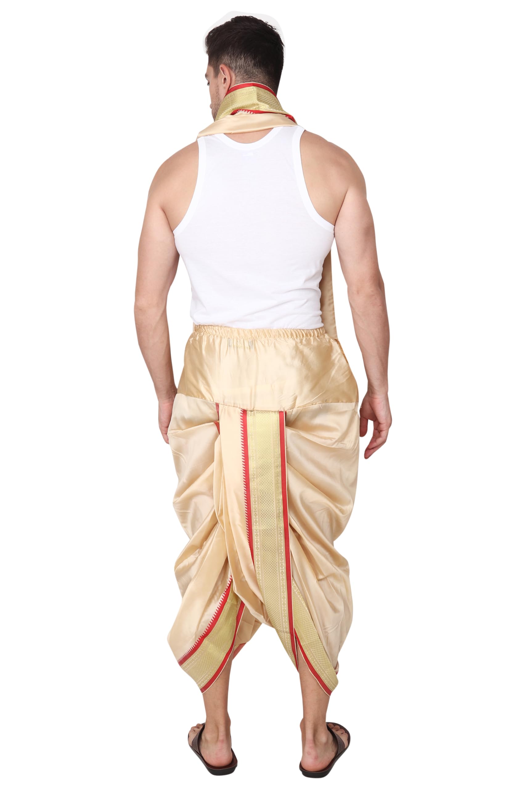 Rameshwaram Fabrics Readymade Dhoti for men with Sherwani Style Silk Kurta, Suitable for Marriage, Pooja, Festival (XL-Extra Large -42, Gold) - Image 7 thumbnail