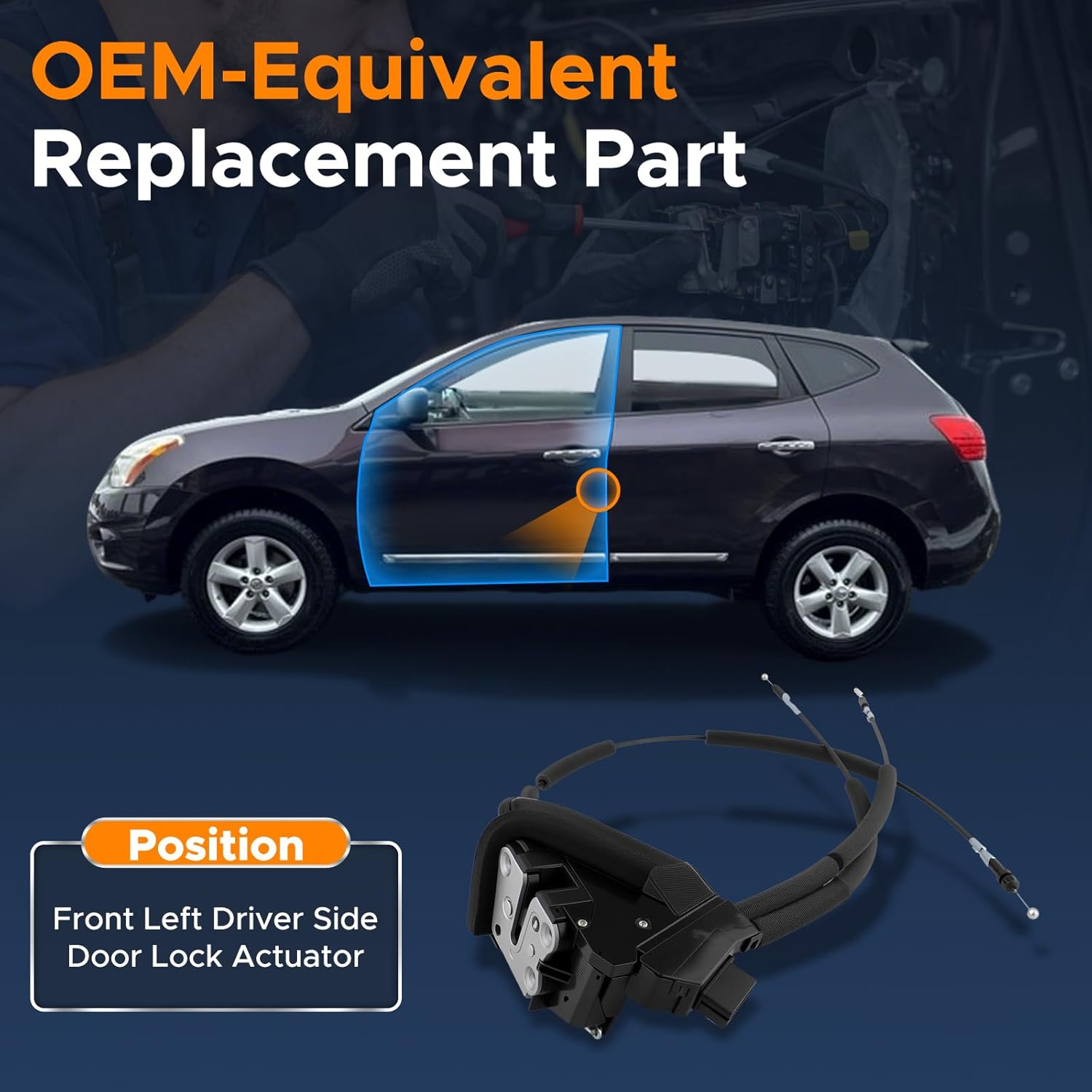 Door Lock Actuator for Nissan Rogue Sport Utility 2014 2015 2016 2017 2018 2019, Front Left Driver Side Door Latch Replace Part# 80501-4BA0A, 80501-4BA0B