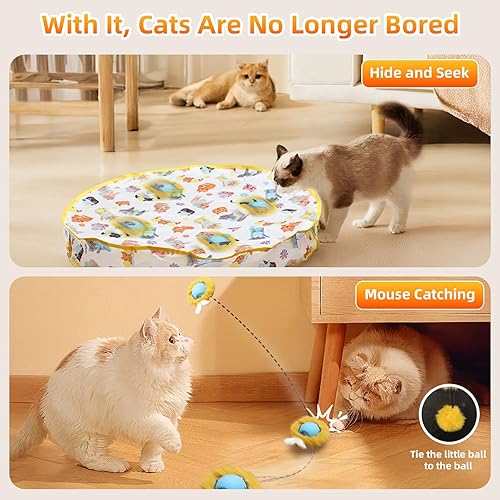 Miniatura 3 de Pelota de juguete interactiva para gatos, bola de gato móvil automática en bolsa, juguetes interactivos para gatos de interior, juguete para gatos